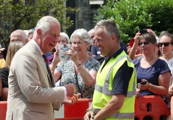 Prince Charles talking to a member of Tavistock Town Council